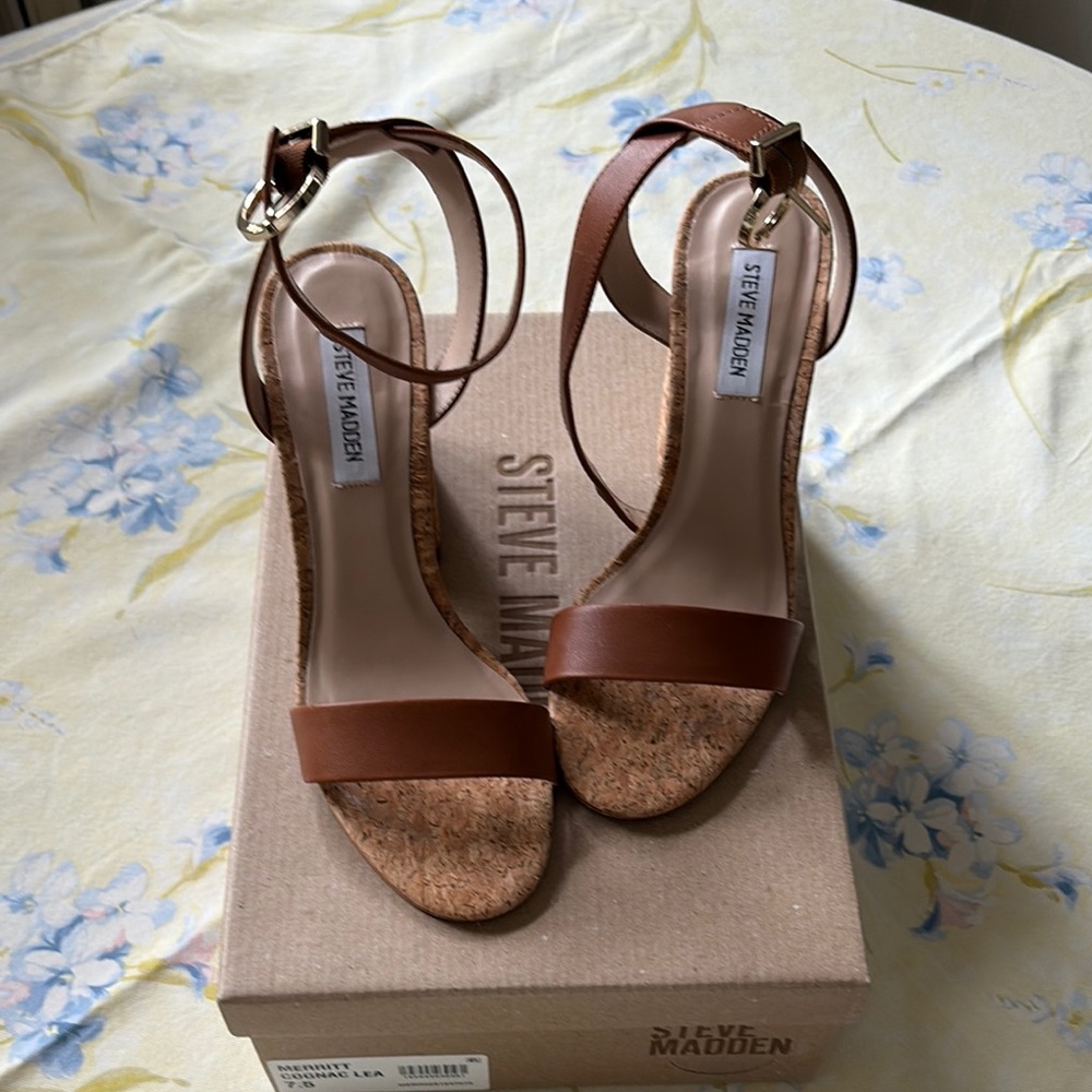 Steve Madden Brown Heeled Sandals with Ankle Straps